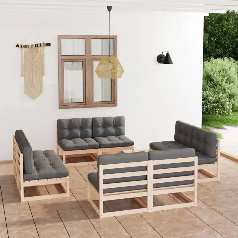 Tuinset van massief grenenhout voor ontspannen buitengebruik - Naturel / Ja - Tuinsets