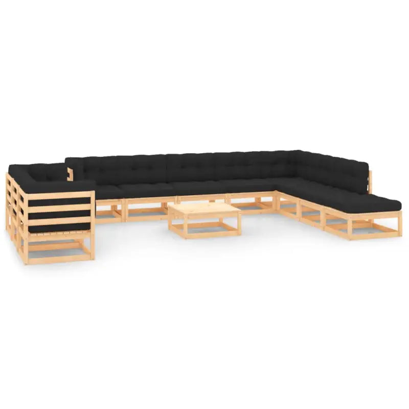 Tuinset van massief grenenhout voor ontspannen buitengebruik - Naturel en antraciet / Ja - Tuinsets