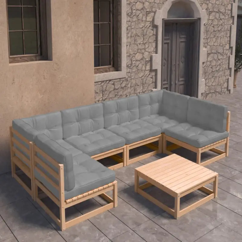 Tuinset van massief grenenhout voor ontspannen buitengebruik - Naturel / Ja - Tuinsets