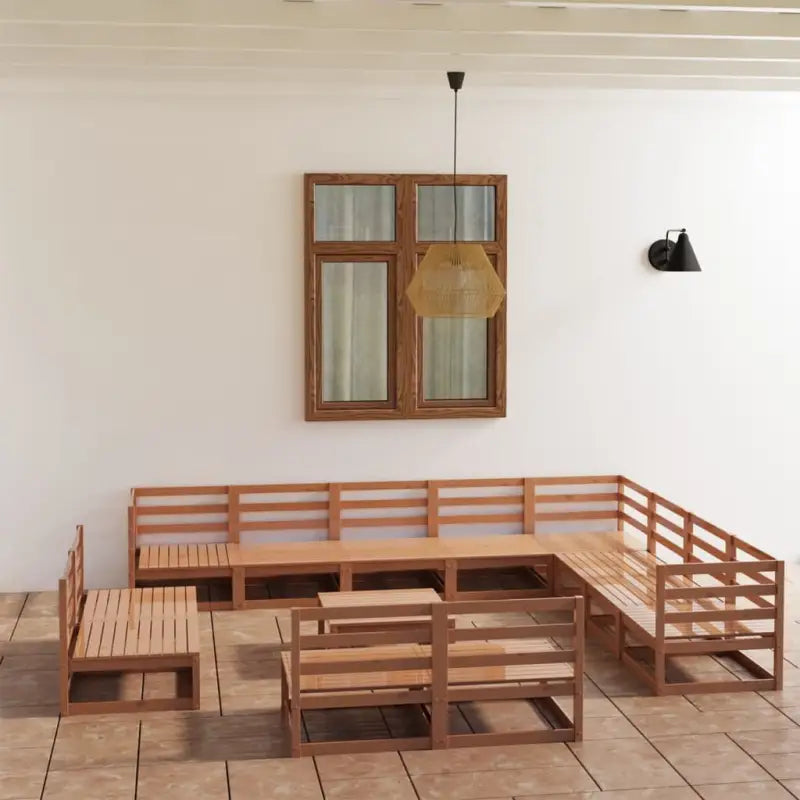 Tuinset van massief grenenhout voor ontspannen buitenmomenten - Honingbruin / Nee - Tuinsets