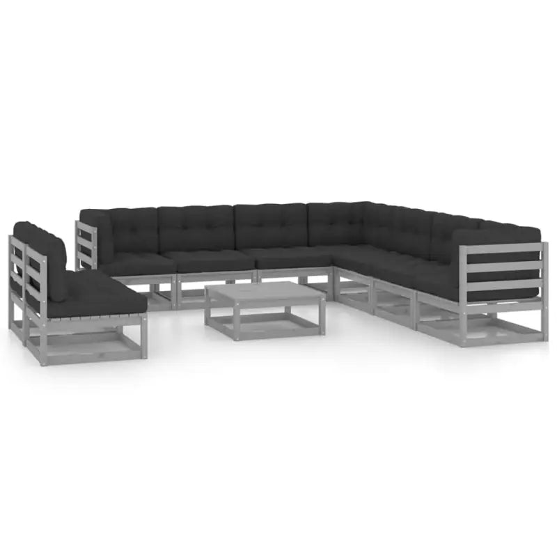 Tuinset van massief grenenhout voor ontspannen buitenmomenten - Grijs / Ja - Tuinsets