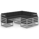 Tuinset van massief grenenhout voor ontspannen buitenmomenten - Grijs / Ja - Tuinsets