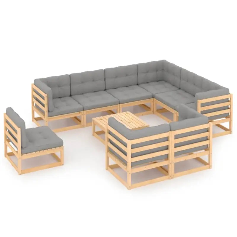 Tuinset van massief grenenhout voor ontspannen buitenmomenten - Naturel / Ja - Tuinsets