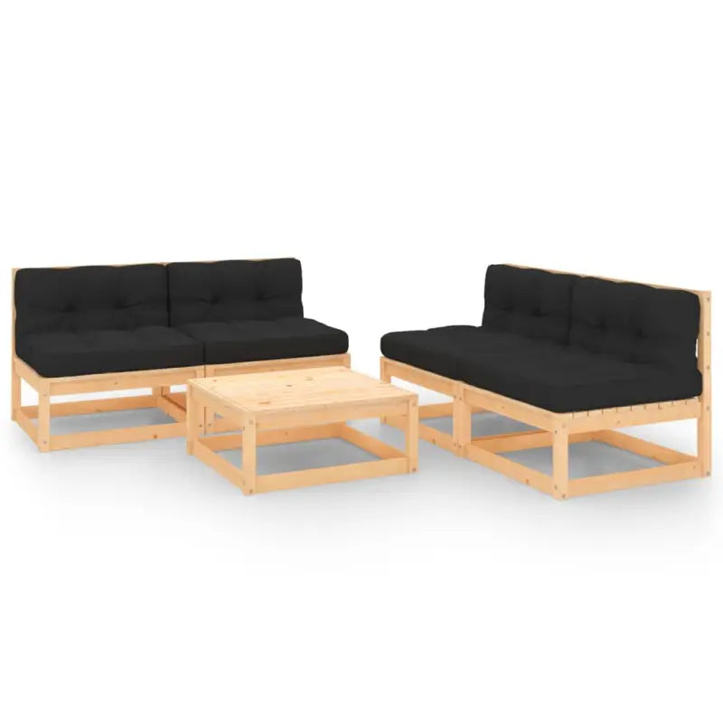 Tuinset van massief grenenhout voor ontspannen buitenmomenten - Naturel en antraciet / Ja - Tuinsets
