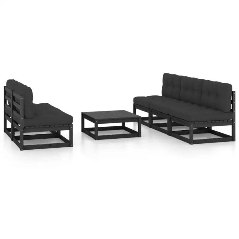Tuinset van massief grenenhout voor ontspannen buitenmomenten - Zwart / Ja - Tuinsets