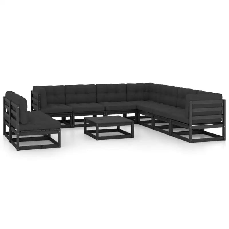 Tuinset van massief grenenhout voor ontspannen buitenmomenten - Zwart / Ja - Tuinsets
