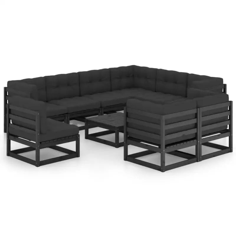 Tuinset van massief grenenhout voor ontspannen buitenmomenten - Zwart / Ja - Tuinsets