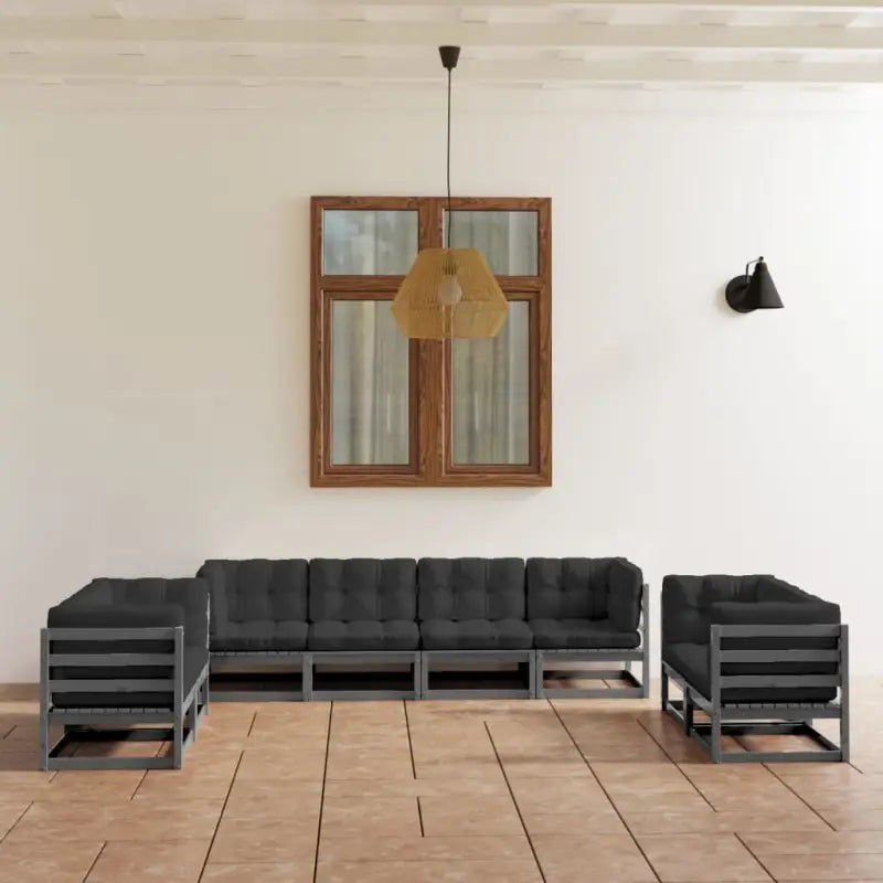Tuinset van massief grenenhout voor ontspannen buitenplezier - Grijs / Ja - Tuinsets