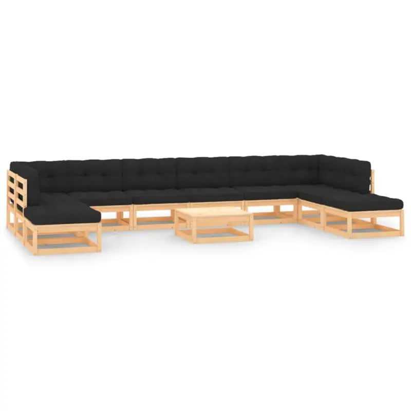 Tuinset van massief grenenhout voor ontspannen buitenplezier - Naturel en zwart / Ja - Tuinsets