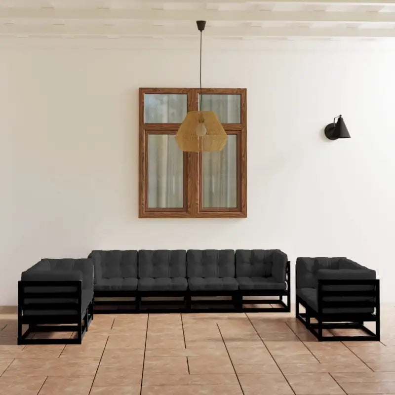 Tuinset van massief grenenhout voor ontspannen buitenplezier - Zwart / Ja - Tuinsets
