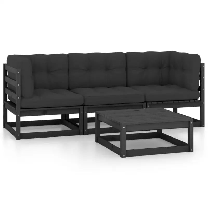 Tuinset van massief grenenhout voor ontspannen buitenplezier - Zwart / Ja - Tuinsets