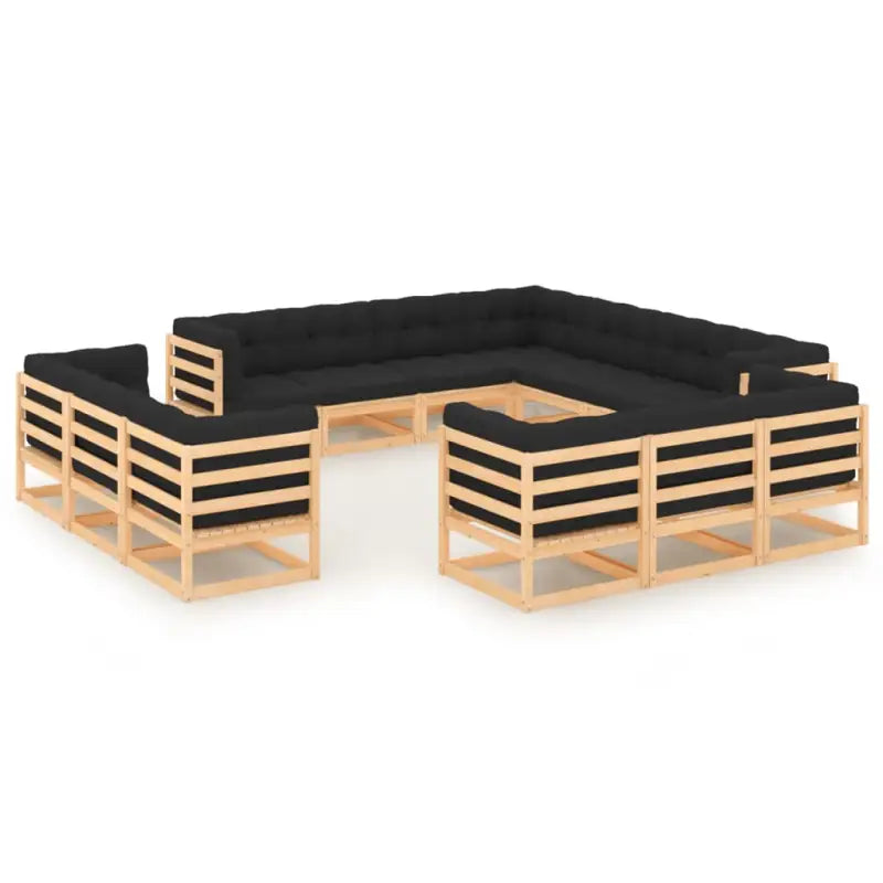 Tuinset van massief grenenhout voor ontspannen genieten buiten - Naturel en antraciet / Ja - Tuinsets