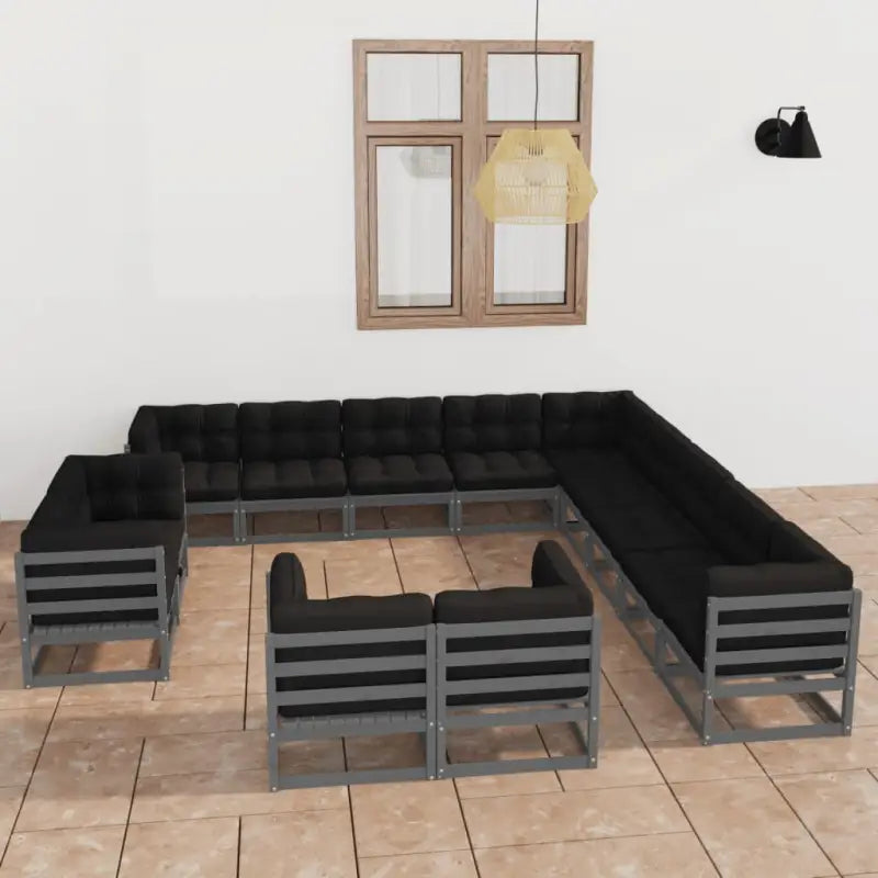 Tuinset van massief grenenhout voor ontspannen genieten buiten - Grijs / Ja - Tuinsets