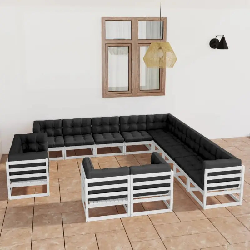 Tuinset van massief grenenhout voor ontspannen genieten buiten - Wit / Ja - Tuinsets