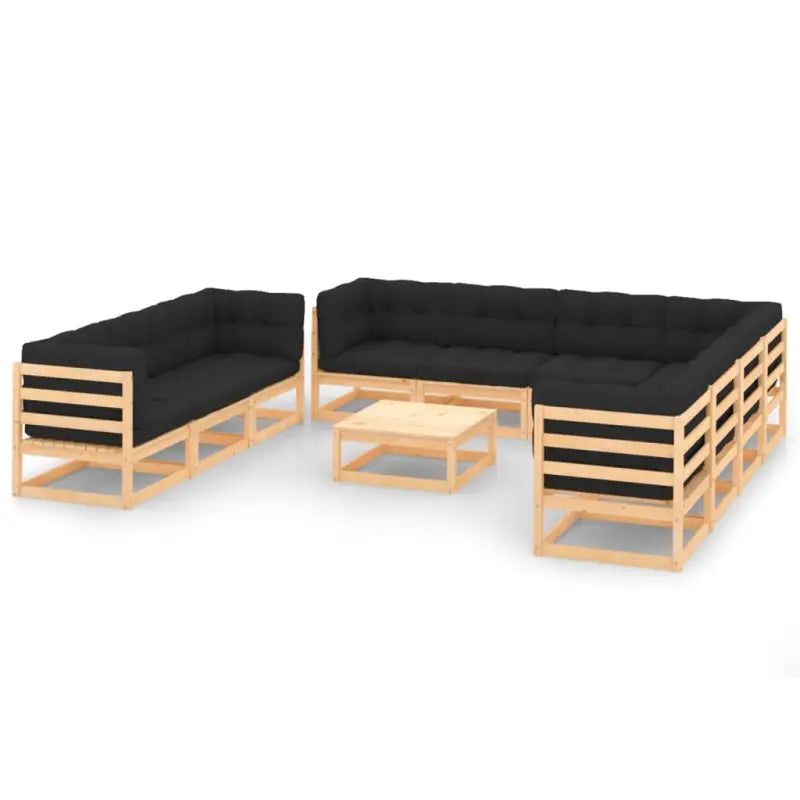 Tuinset van massief grenenhout voor ontspanning en genieten in de tuin - Naturel en antraciet / Ja - Tuinsets