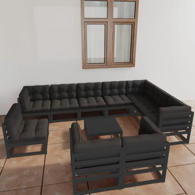 Tuinset van massief grenenhout voor ontspanning en genieten in de tuin - Zwart / Ja - Tuinsets