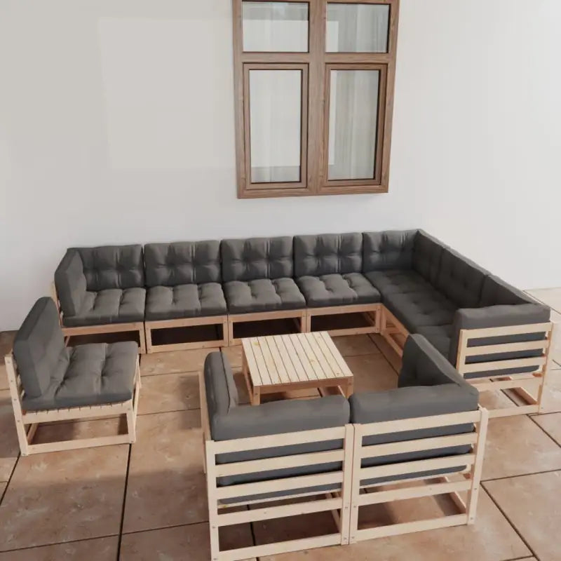 Tuinset van massief grenenhout voor ontspanning en genieten in de tuin - Naturel / Ja - Tuinsets