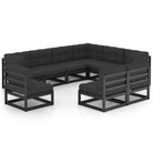 Tuinset van massief grenenhout voor ontspanning en gezellige momenten - Zwart / Ja - Tuinsets