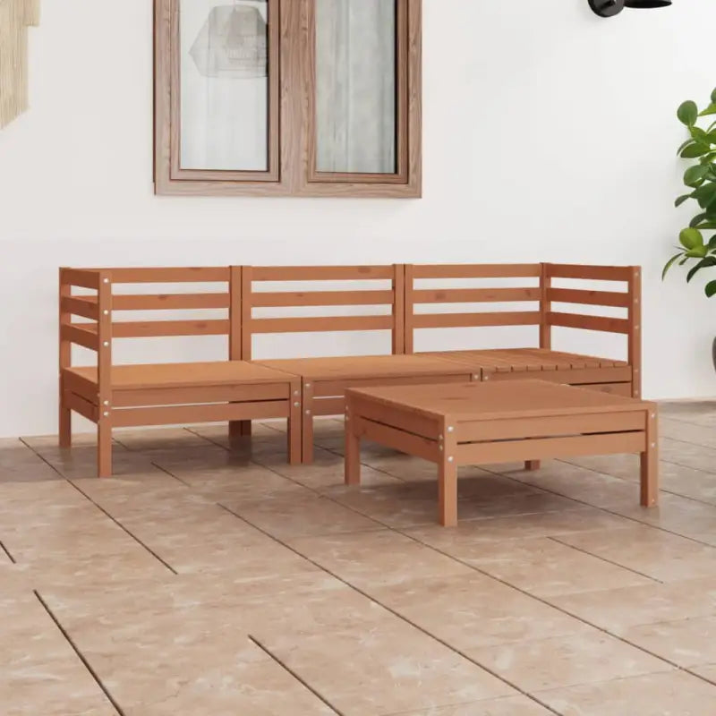 Tuinset van massief grenenhout voor ontspanning en gezelligheid - Honingbruin - Tuinsets