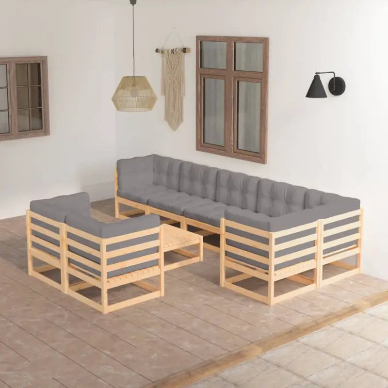 Tuinset van massief grenenhout voor ontspanning en gezelligheid - Naturel / Ja - Tuinsets