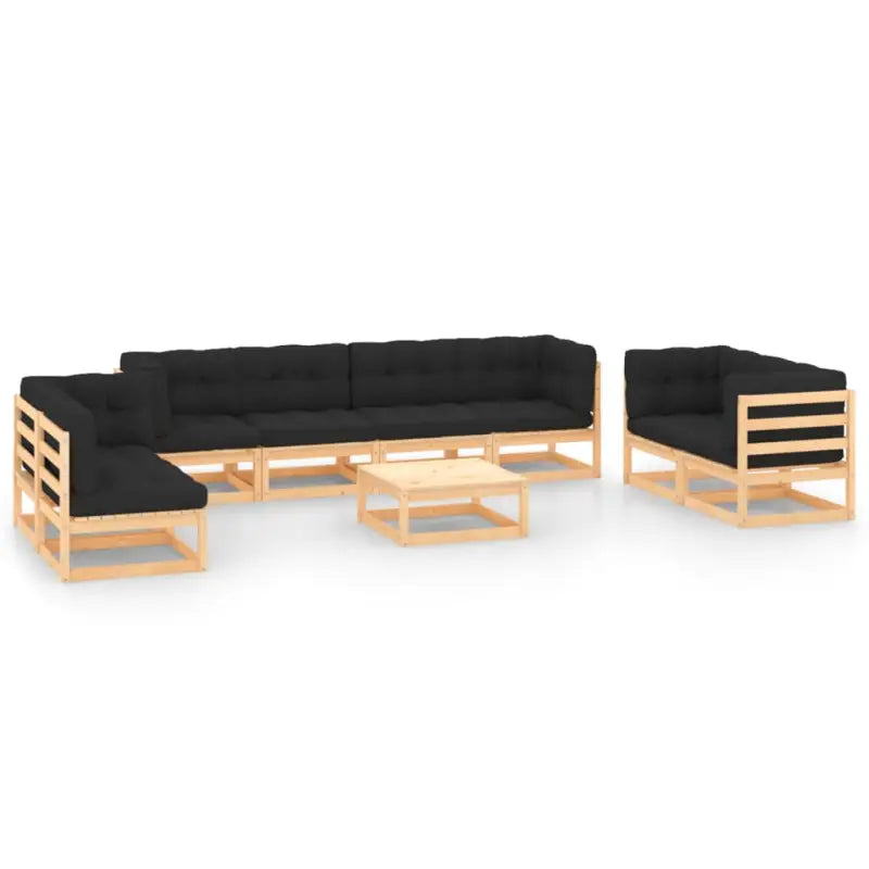 Tuinset van massief grenenhout voor ontspanning en gezelligheid - Naturel en antraciet / Ja - Tuinsets