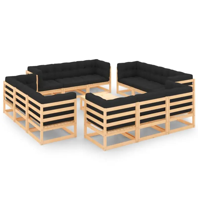 Tuinset van massief grenenhout voor ontspanning en gezelligheid - Naturel en antraciet / Ja - Tuinsets