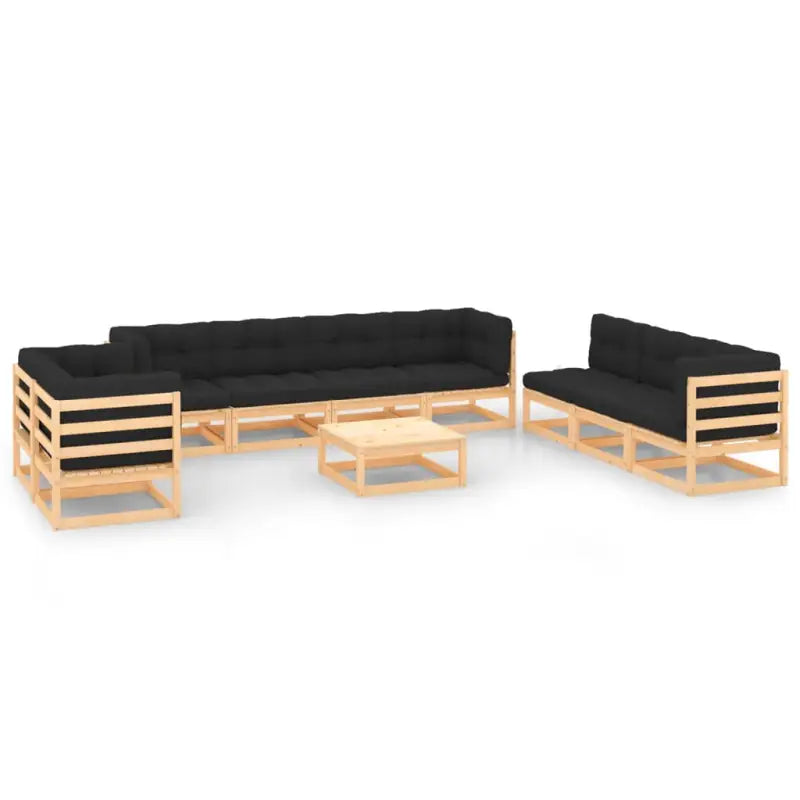 Tuinset van massief grenenhout voor ontspanning en gezelligheid - Naturel en antraciet / Ja - Tuinsets