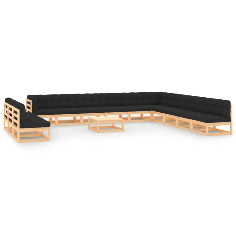 Tuinset van massief grenenhout voor ontspanning en gezelligheid - Naturel en zwart / Ja - Tuinsets