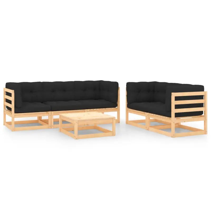 Tuinset van massief grenenhout voor ontspanning en gezelligheid - Naturel en antraciet / Ja - Tuinsets