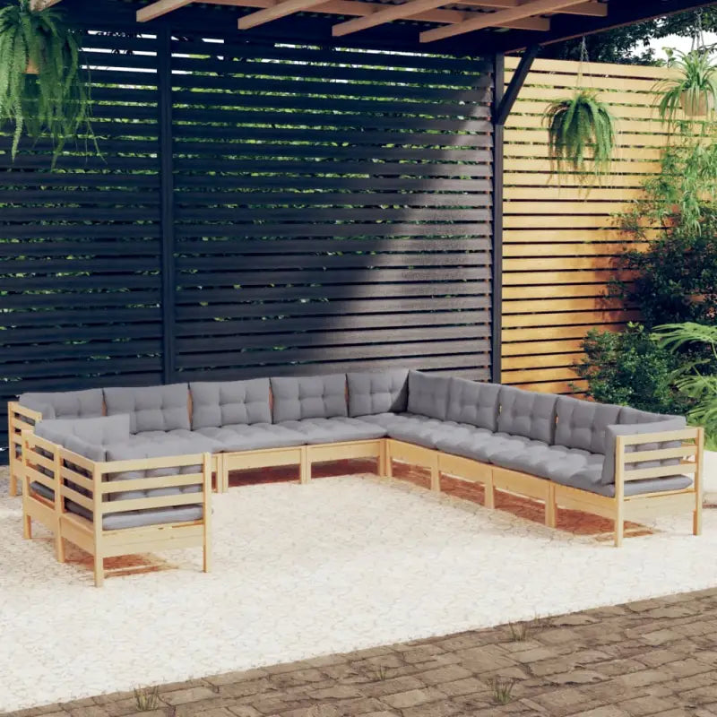 Tuinset van massief grenenhout voor ontspanning en gezelligheid - Bruin en grijs - Tuinsets