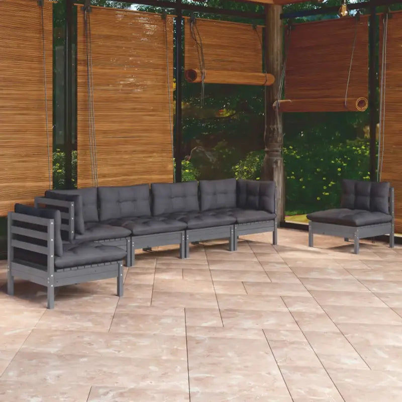 Tuinset van massief grenenhout voor ontspanning en gezelligheid - Grijs - Tuinsets