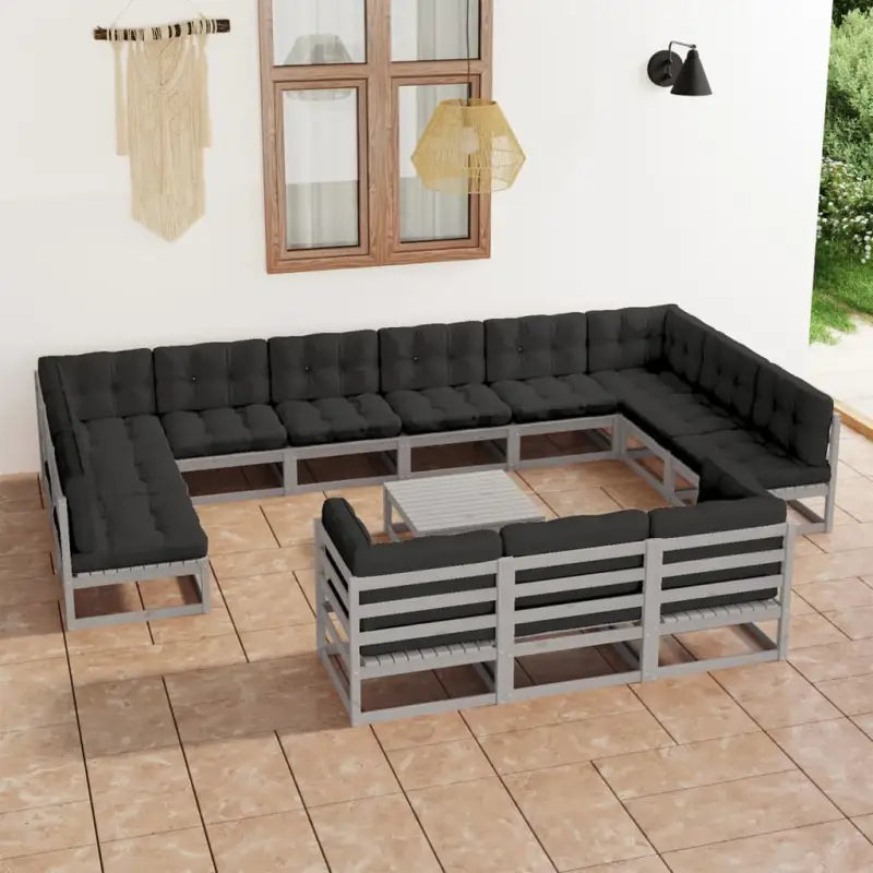 Tuinset van massief grenenhout voor ontspanning en gezelligheid - Grijs / Ja - Tuinsets