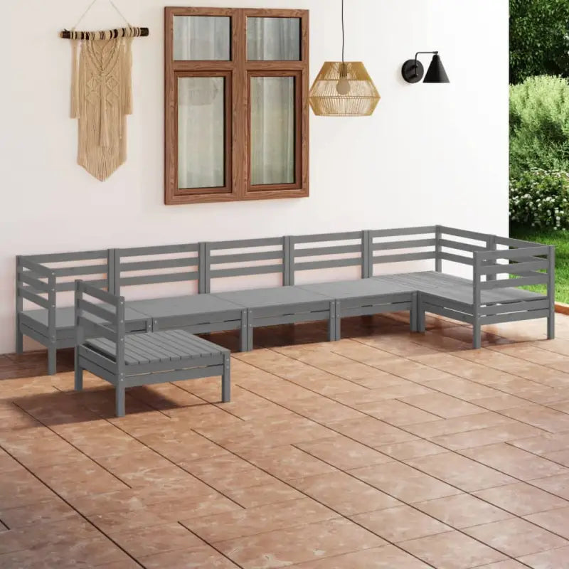 Tuinset van massief grenenhout voor ontspanning en gezelligheid - Grijs - Tuinsets