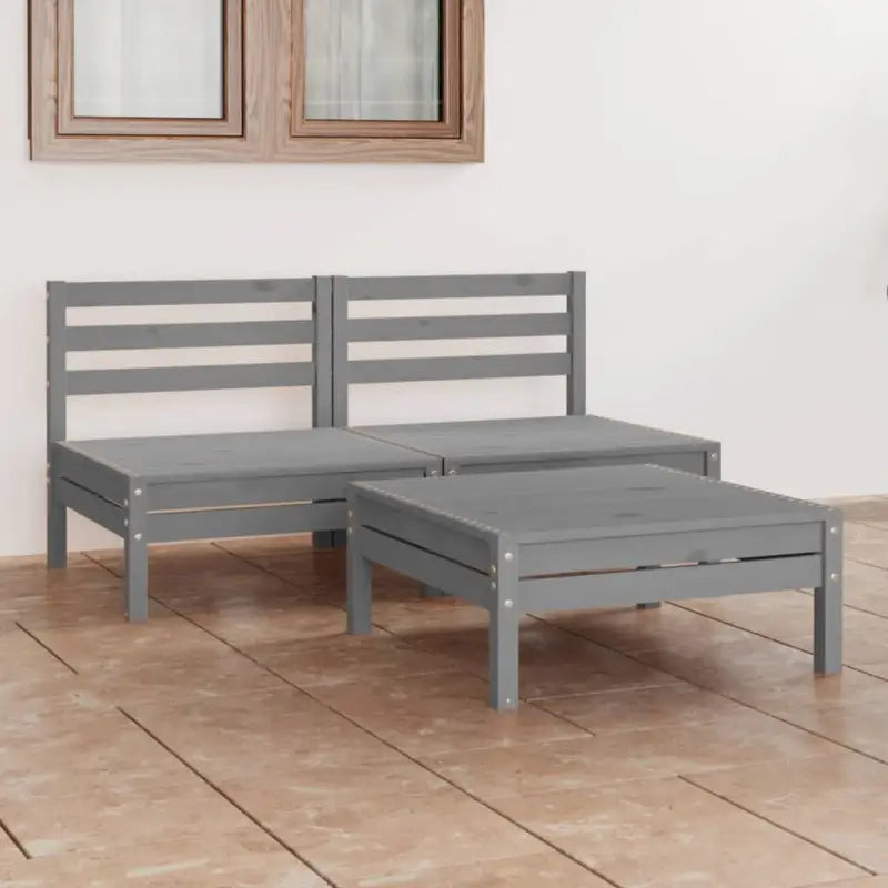 Tuinset van massief grenenhout voor ontspanning en gezelligheid - Grijs - Tuinsets