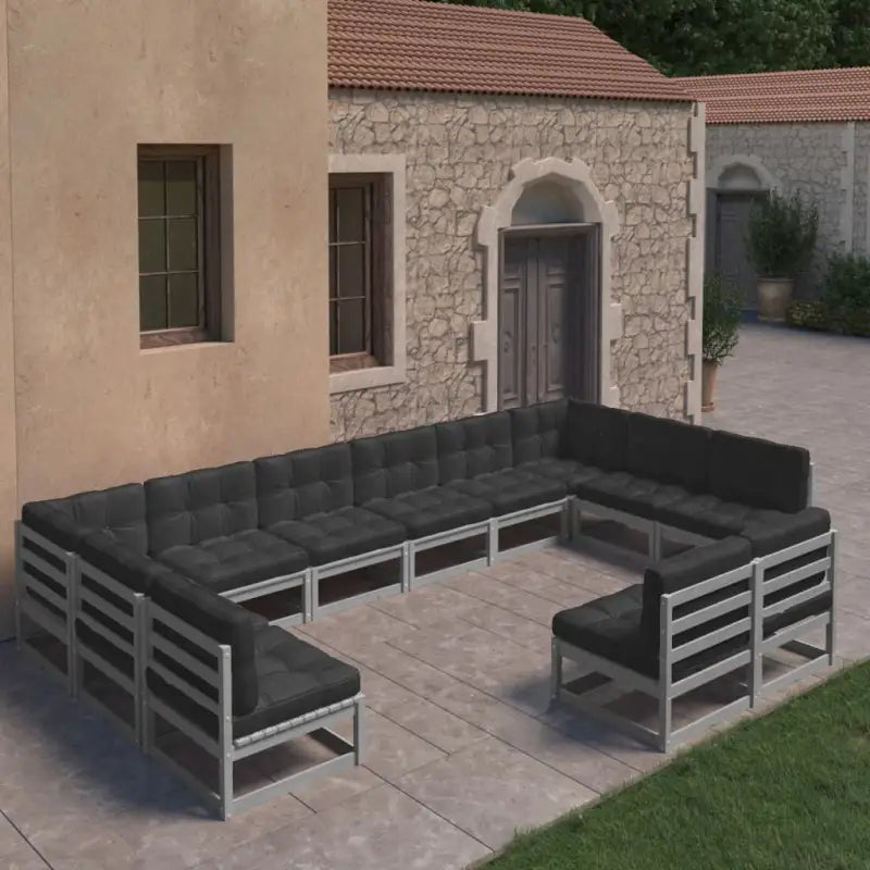 Tuinset van massief grenenhout voor ontspanning en gezelligheid - Grijs / Ja - Tuinsets