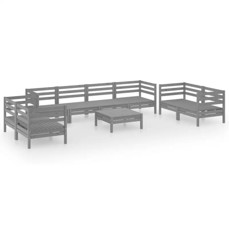 Tuinset van massief grenenhout voor ontspanning en gezelligheid - Grijs - Tuinsets