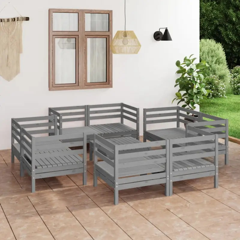 Tuinset van massief grenenhout voor ontspanning en gezelligheid - Grijs - Tuinsets