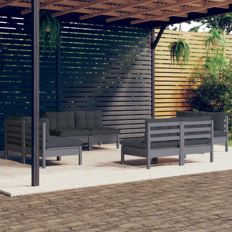 Tuinset van massief grenenhout voor ontspanning en gezelligheid - Grijs - Tuinsets