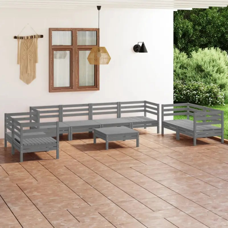 Tuinset van massief grenenhout voor ontspanning en gezelligheid - Grijs - Tuinsets