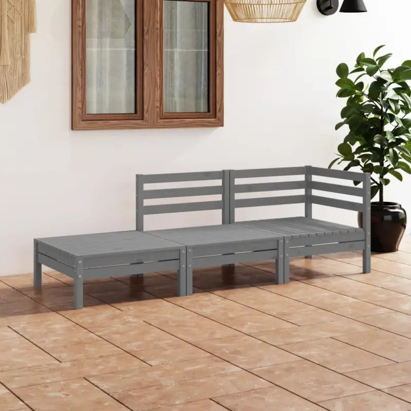 Tuinset van massief grenenhout voor ontspanning en gezelligheid - Grijs - Tuinsets