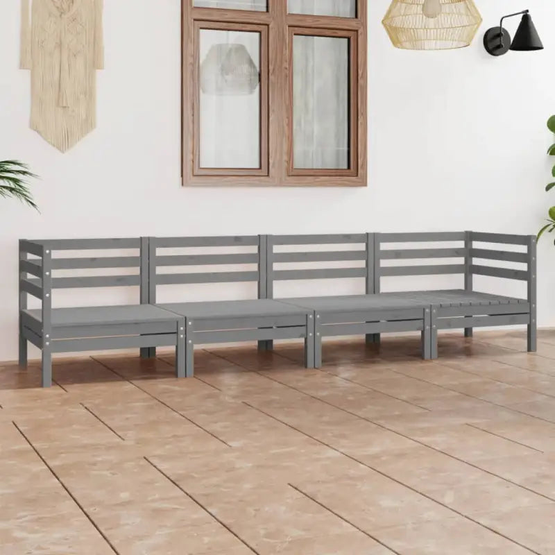 Tuinset van massief grenenhout voor ontspanning en gezelligheid - Grijs - Tuinsets