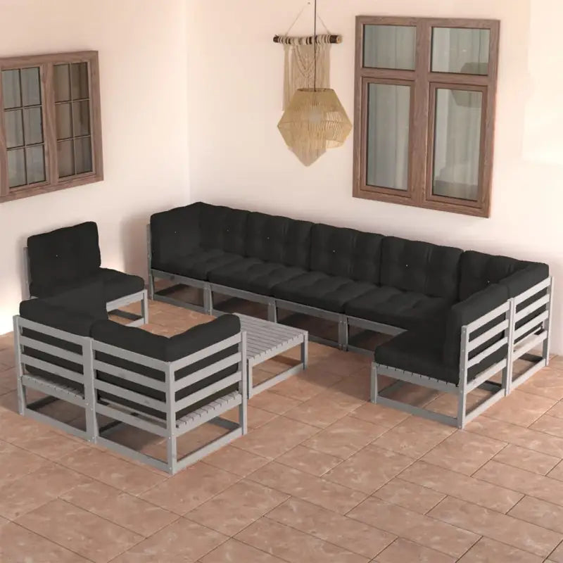 Tuinset van massief grenenhout voor ontspanning en gezelligheid - Grijs / Ja - Tuinsets