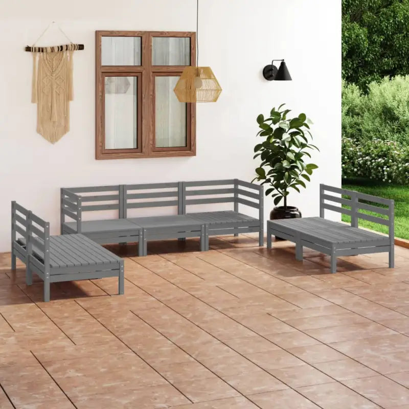 Tuinset van massief grenenhout voor ontspanning en gezelligheid - Grijs - Tuinsets