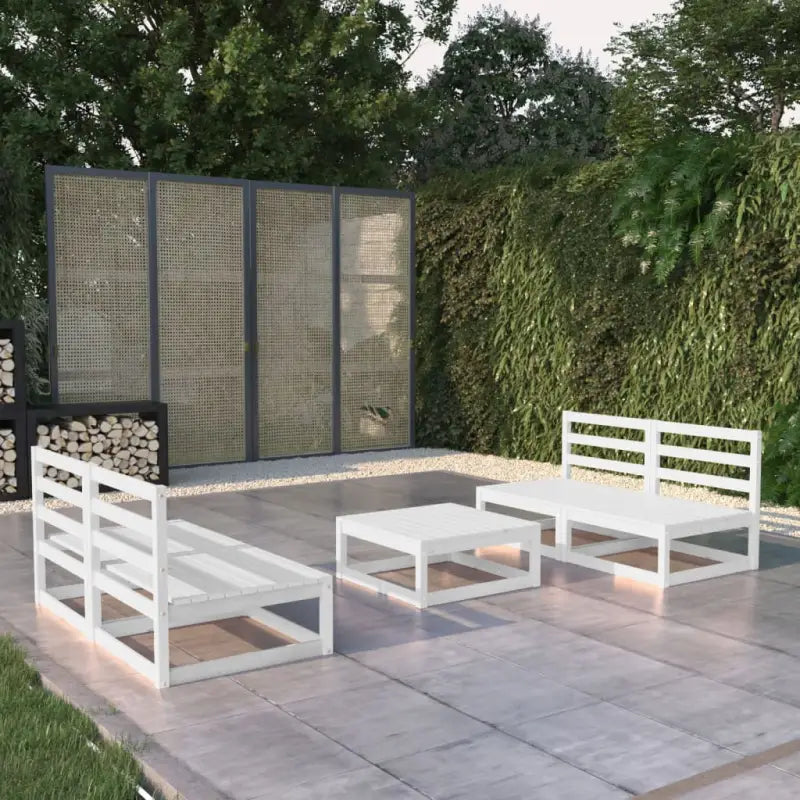 Tuinset van massief grenenhout voor ontspanning en gezelligheid - Wit - Tuinsets