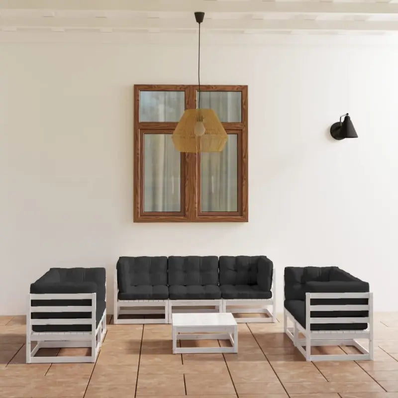 Tuinset van massief grenenhout voor ontspanning en gezelligheid - Wit / Ja - Tuinsets