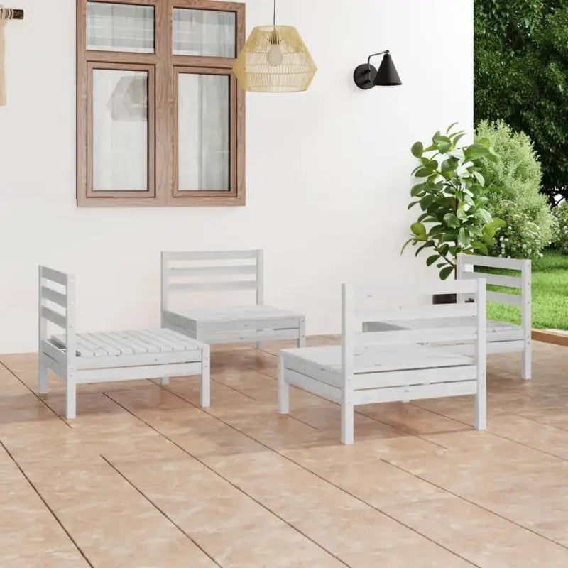 Tuinset van massief grenenhout voor ontspanning en gezelligheid - Wit - Tuinsets