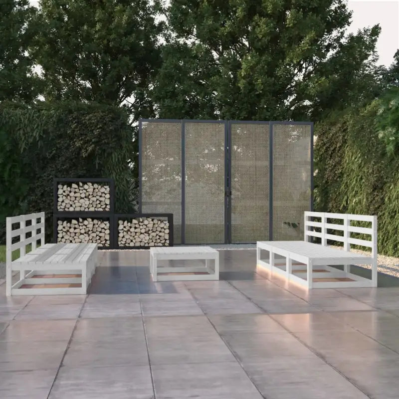 Tuinset van massief grenenhout voor ontspanning en gezelligheid - Wit / Nee - Tuinsets