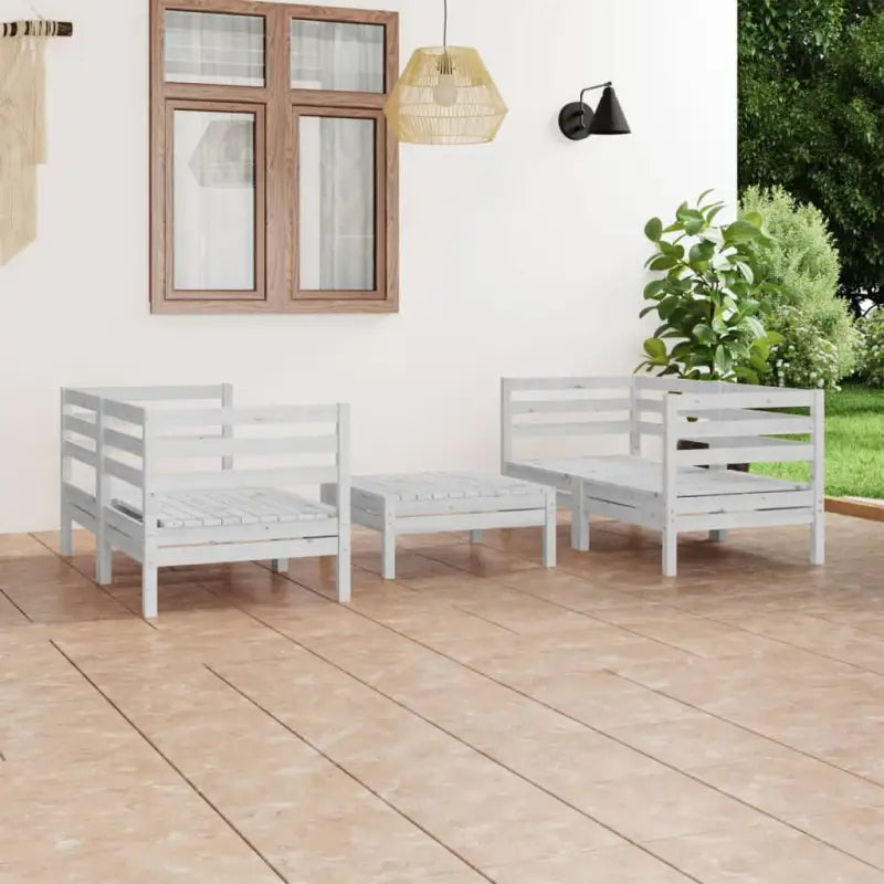 Tuinset van massief grenenhout voor ontspanning en gezelligheid - Wit - Tuinsets