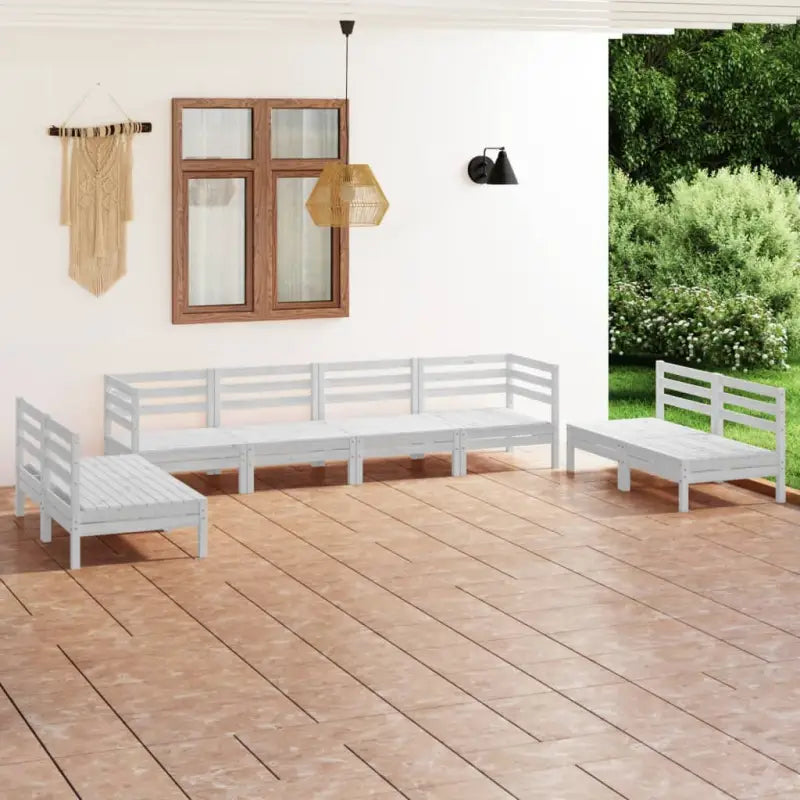 Tuinset van massief grenenhout voor ontspanning en gezelligheid - Wit - Tuinsets