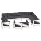 Tuinset van massief grenenhout voor ontspanning en gezelligheid - Wit - Tuinsets